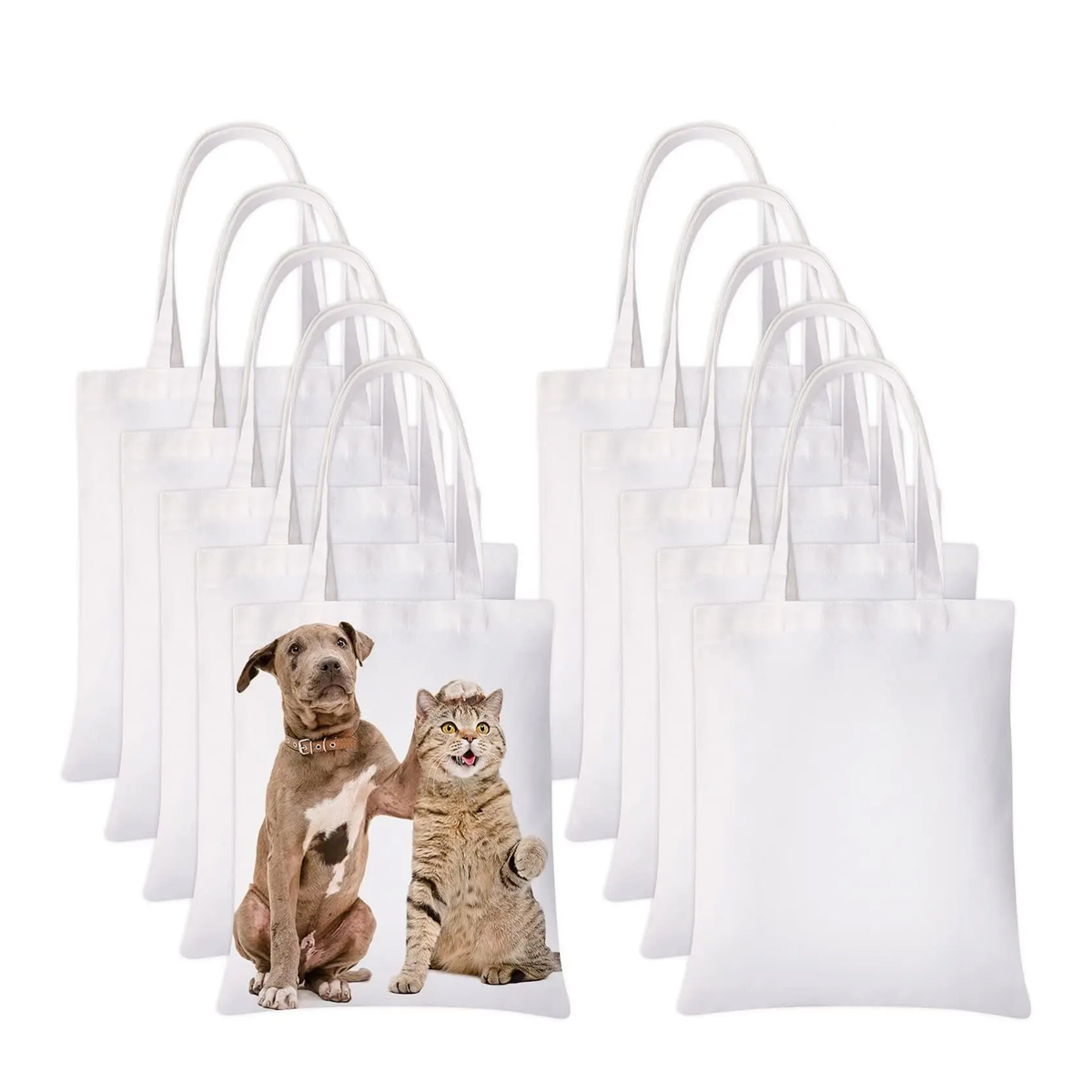 Tote Bag Sublimation - ホワイトキャンバストートバッグ6個、昇華印刷やDIYクラフトプロジェクト用の昇華ハンドバッグ収納バッグ