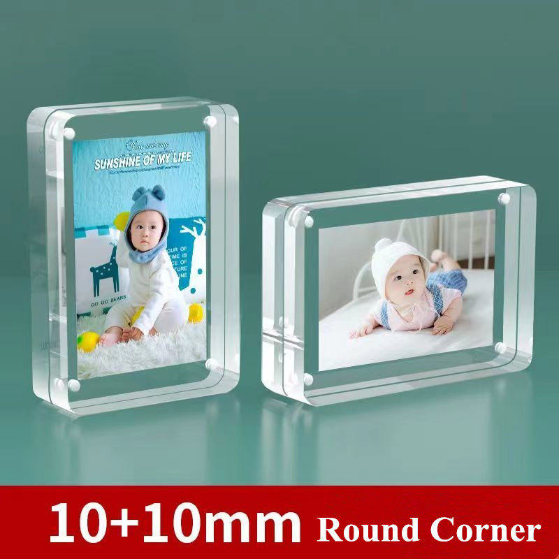 Photo Acrylic Block - 両面磁気額縁,フレームレスアクリル,サインホルダー,ディスプレイスタンド,厚さ20mm,4x6cm, 6x9cm