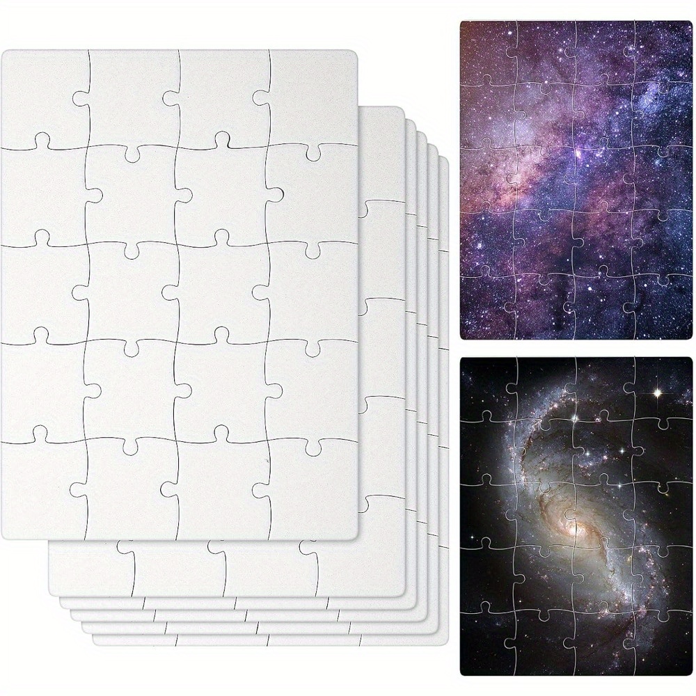 Puzzle Blank White - 昇華ブランクパズル6個 - A5サイズ ホワイトジグソーピース ヒートプレス&熱転写印刷用