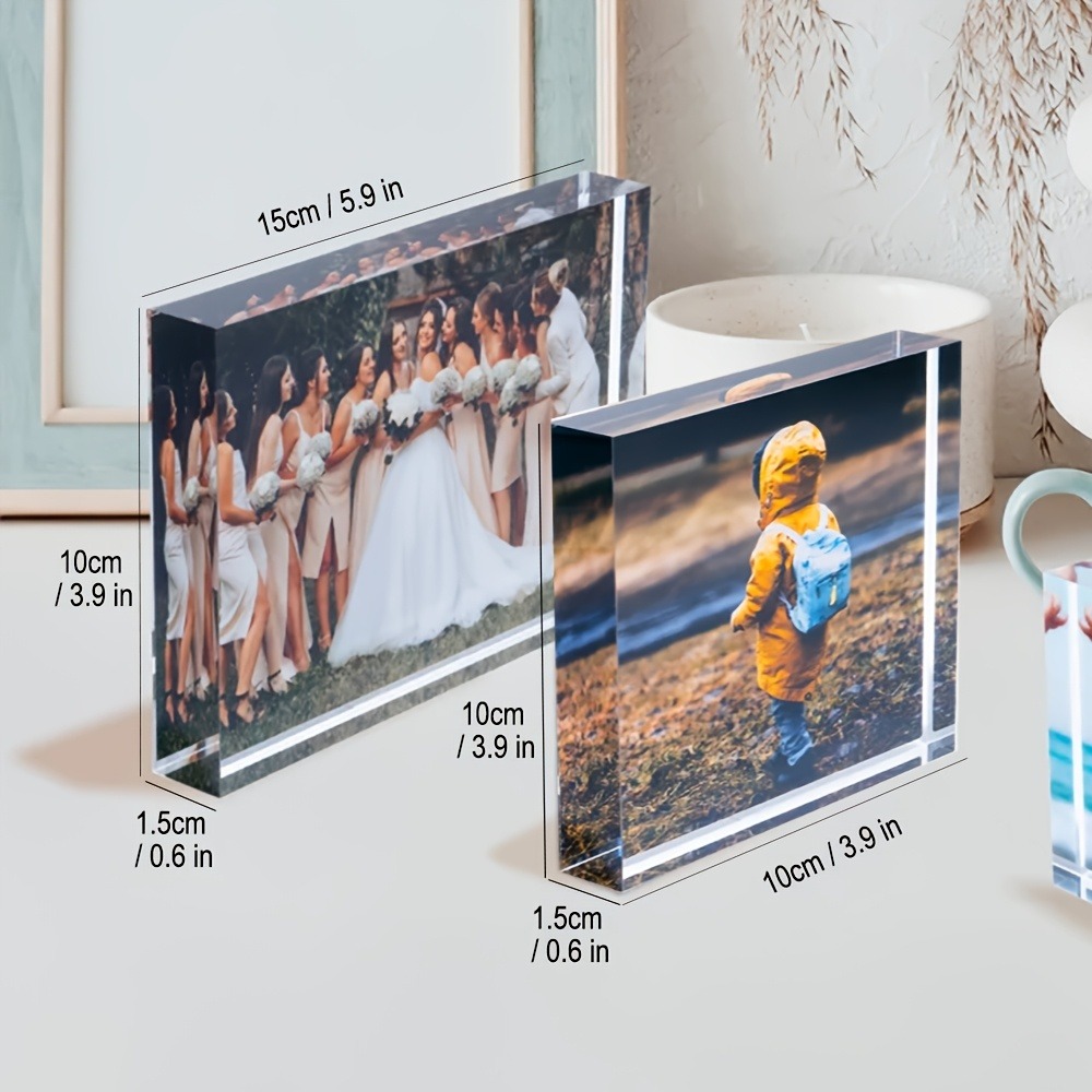 Photo Acrylic Block - パーソナライズされた3Dアクリルフォトブロック - カスタム画像表示、エレガントなビーチサンセットデザイン、母の日のギフトに最適