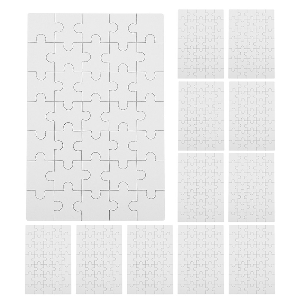 Puzzle Blank White - 12個入り白無地昇華パズルピース、DIY用ジグソーパズルクラフトブランク、家族、学校、幼稚園向けクリエイティブ転写パズル