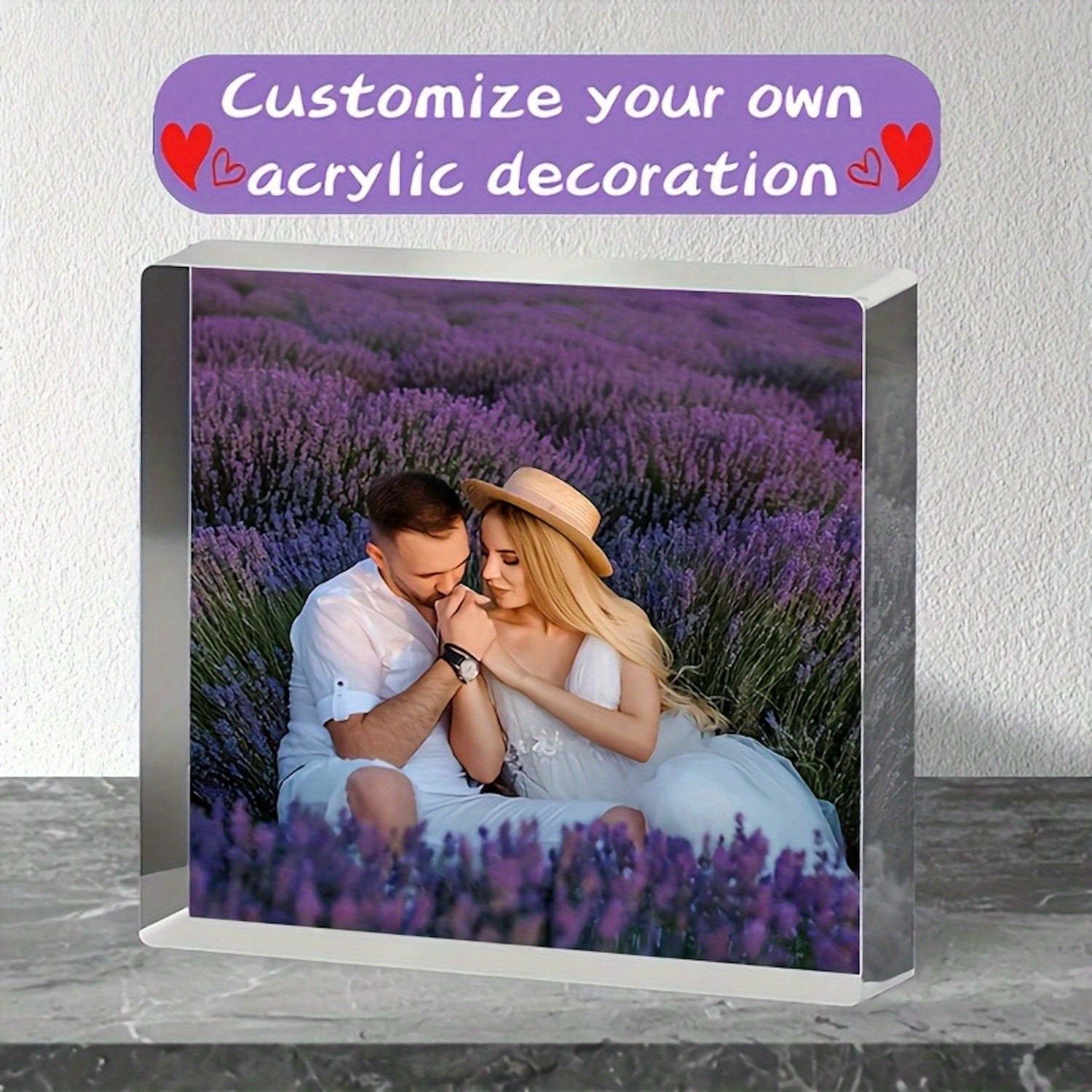 Photo Acrylic Block - 2Dフラットアクリルフォトブロック - パーソナライズされたカップルや家族のポートレートディスプレイ、モダンな家の装飾、クリスマス、バレンタインデーに