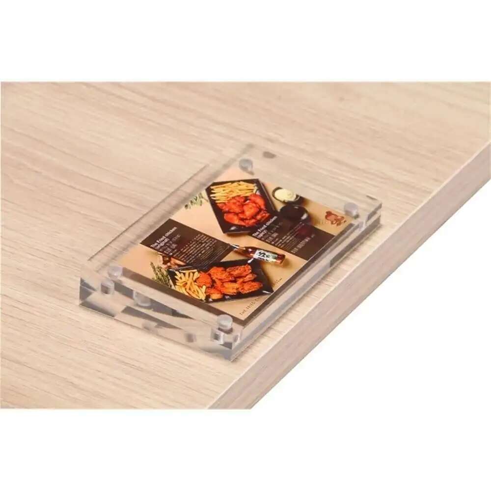 Photo Acrylic Block - 10 個アクリル台形ブロックフォトフレーム値札サインラベル紙リストクリップ磁気名刺ディスプレイラック
