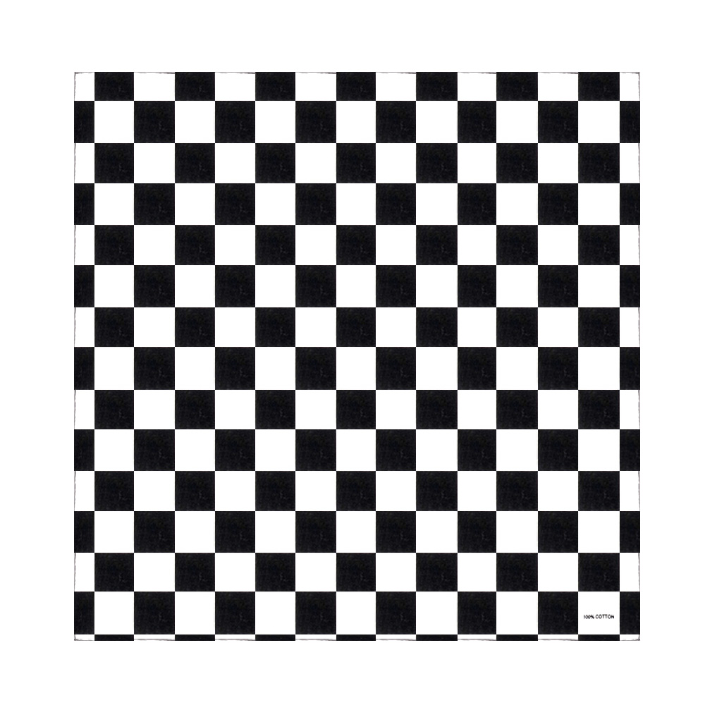 Bandana Blank White - バンダナ チェックフラッグ オートレース コットンバンダナ 黒と白のチェック柄スカーフ ドライビングハンカチ