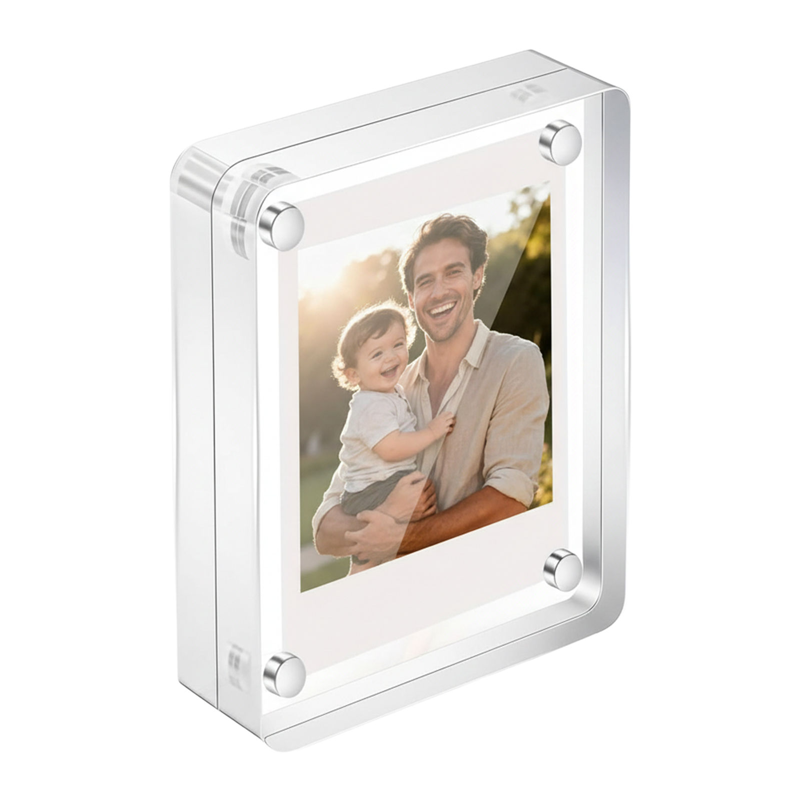 Photo Acrylic Block - アクリル製マグネットフォトフレーム 2.5x3.5インチ 10+10mm厚 ブロック型 モダンミニマリストデザイン