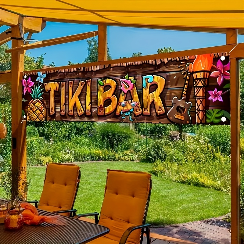 Yard Sign Blank - ティキバーバナー トロピカルハワイアンビーチテーマ パーティーデコレーション ビニール背景 庭 庭
