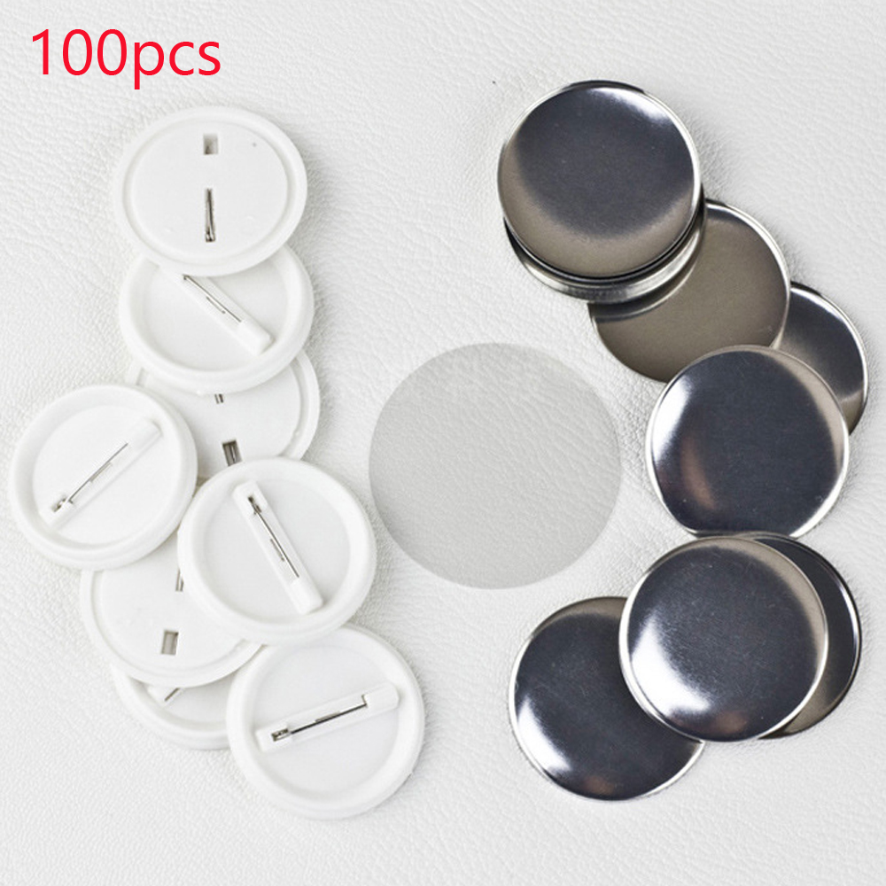 Button Badge Blank - 100ピース/セットプラスチックブランクバッジピンボタン部品用品服バッジボタンdiy工芸材料25/32/37/44/50/56/58/75ミリメートル