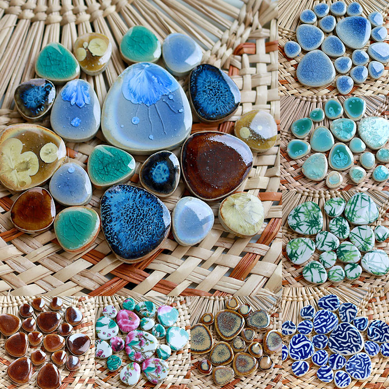 Ceramic Tile Blank - 100 グラム DIY セラミックモザイクタイルガラス葉花びら形状手作り装飾品タイル壁工芸品クリスタル装飾材料用 cerh1
