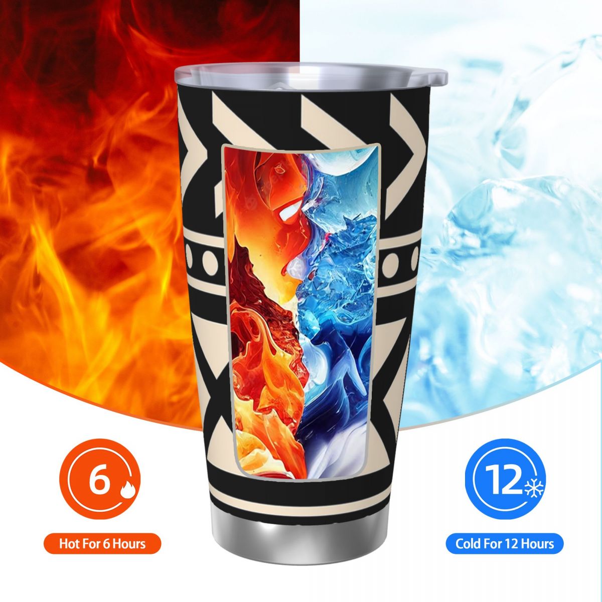 アフリカのマッドクロス柄、黒と白のトレンド、ステンレス製タン - Tumbler 20Oz White のレビューと価格