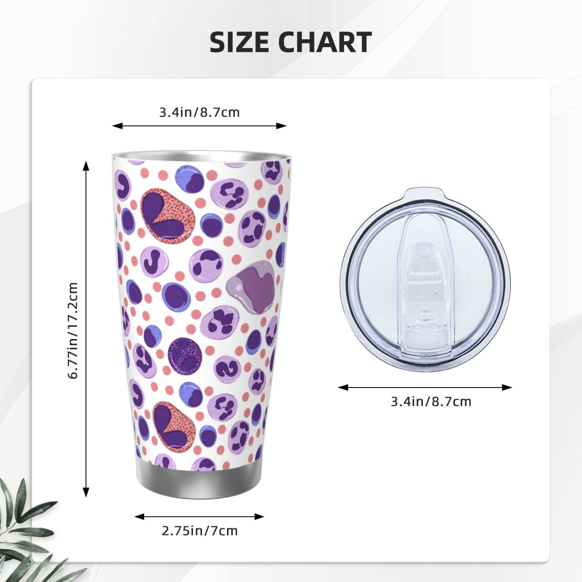 大きな白血球パターンステンレス鋼タンブラー真空断熱マグサーマ - Tumbler 20Oz White のレビューと価格