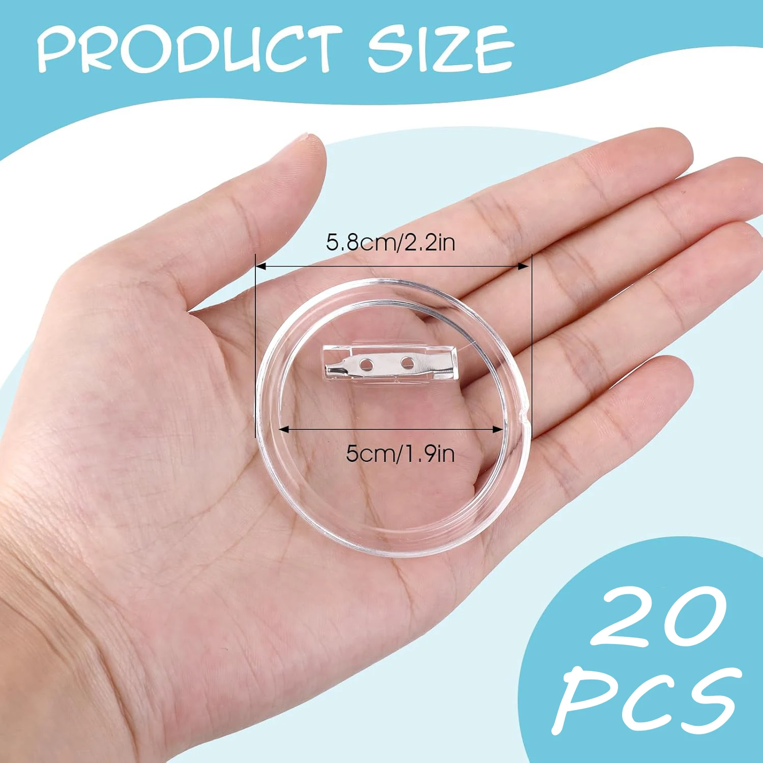 5-20 個のボタンブランクとピン透明アクリルボタンピンバッ - Button Badge Blank のレビューと価格