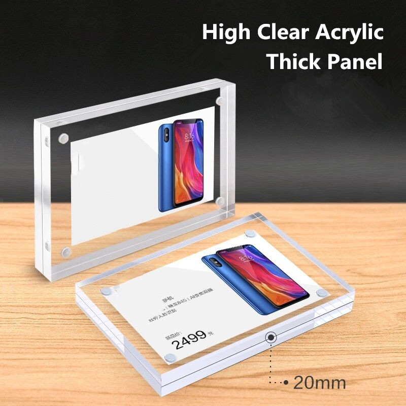 90 × 55 ミリメートル磁気アクリル価格ラベルカードホル - Photo Acrylic Block のレビューと価格
