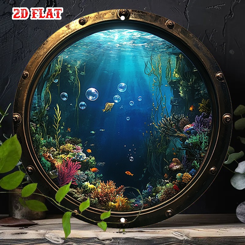 素朴なヴィンテージメタルウォールサイン - 魚のいる水中の風 - Metal Photo Panel のレビューと価格
