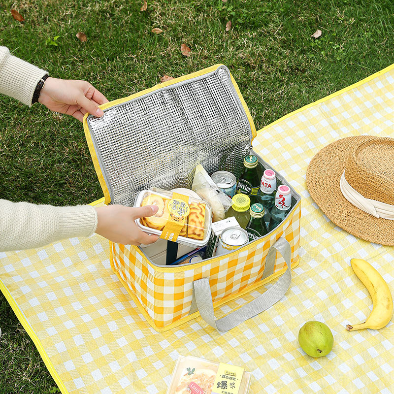 大容量チェック柄断熱クーラーバッグ ポータブルハンドヘルドピ - Tote Bag Sublimation のレビューと価格