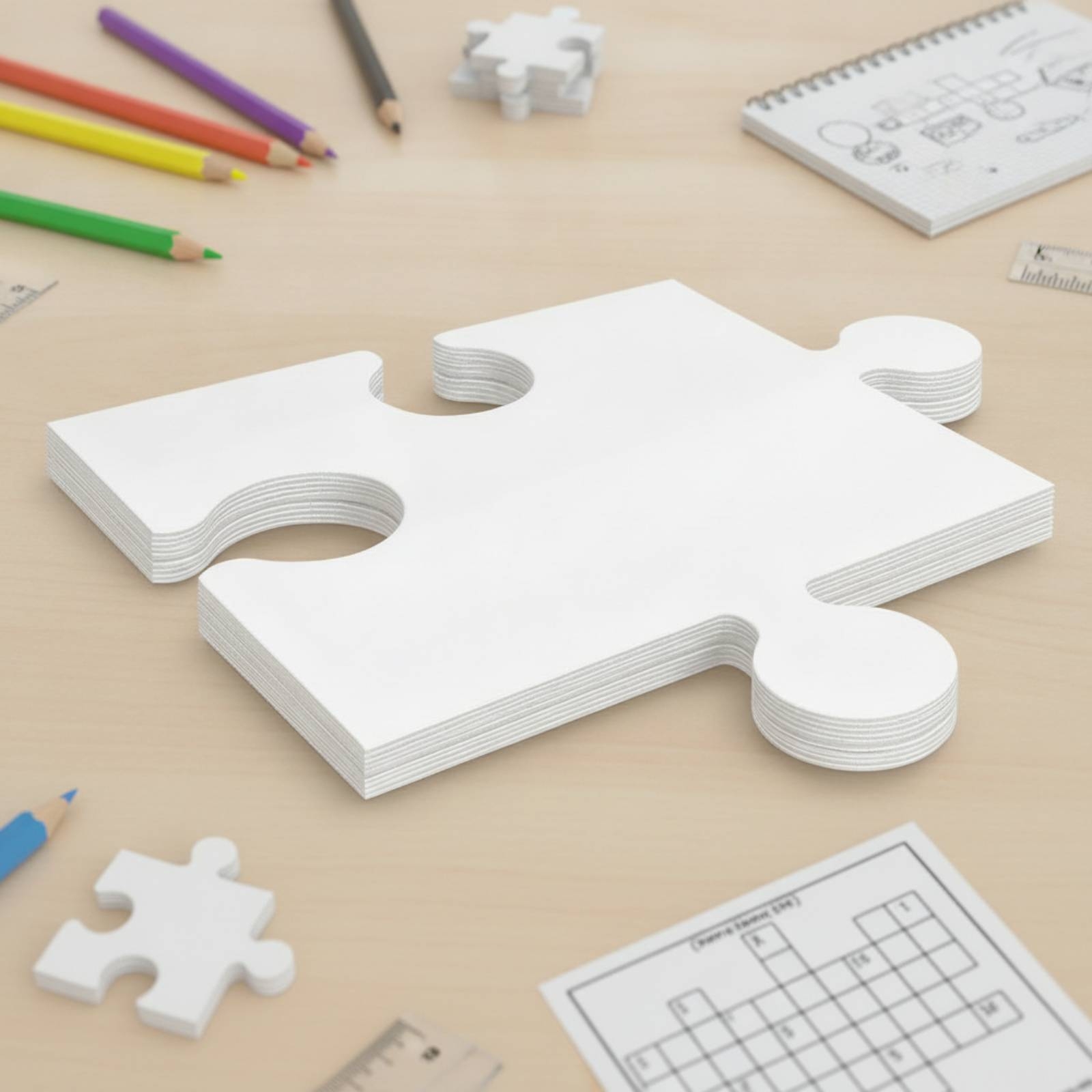 24ピース 無地の厚紙パズル 書き込み可能な白いジグソーパズ - Puzzle Blank White のレビューと価格
