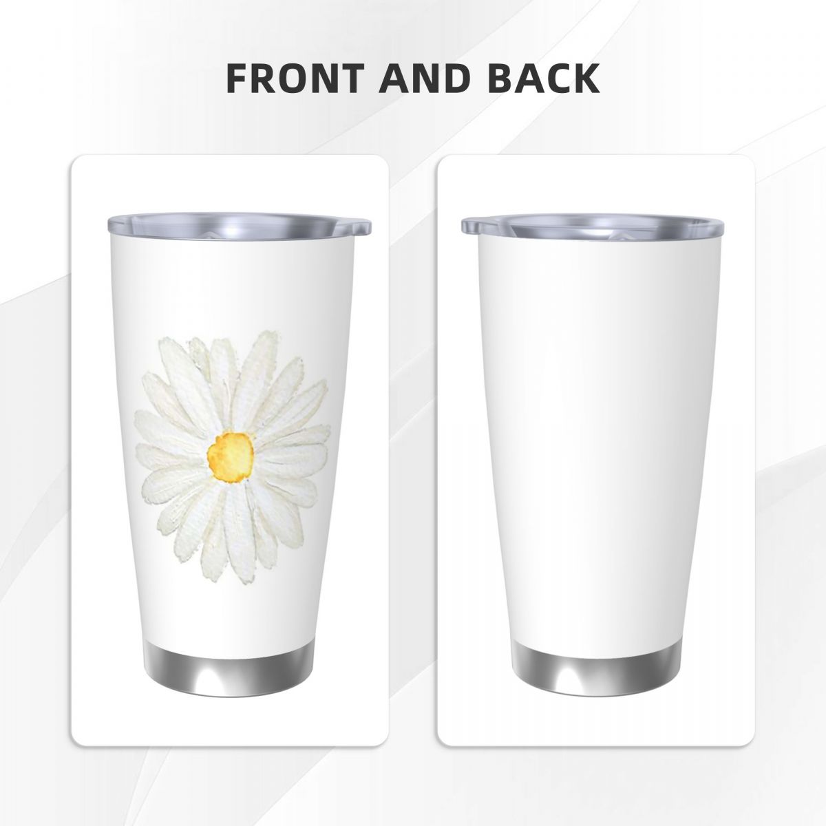 手描きの小さな白いデイジー水彩ステンレス鋼タンブラー真空断熱 - Tumbler 20Oz White のレビューと価格