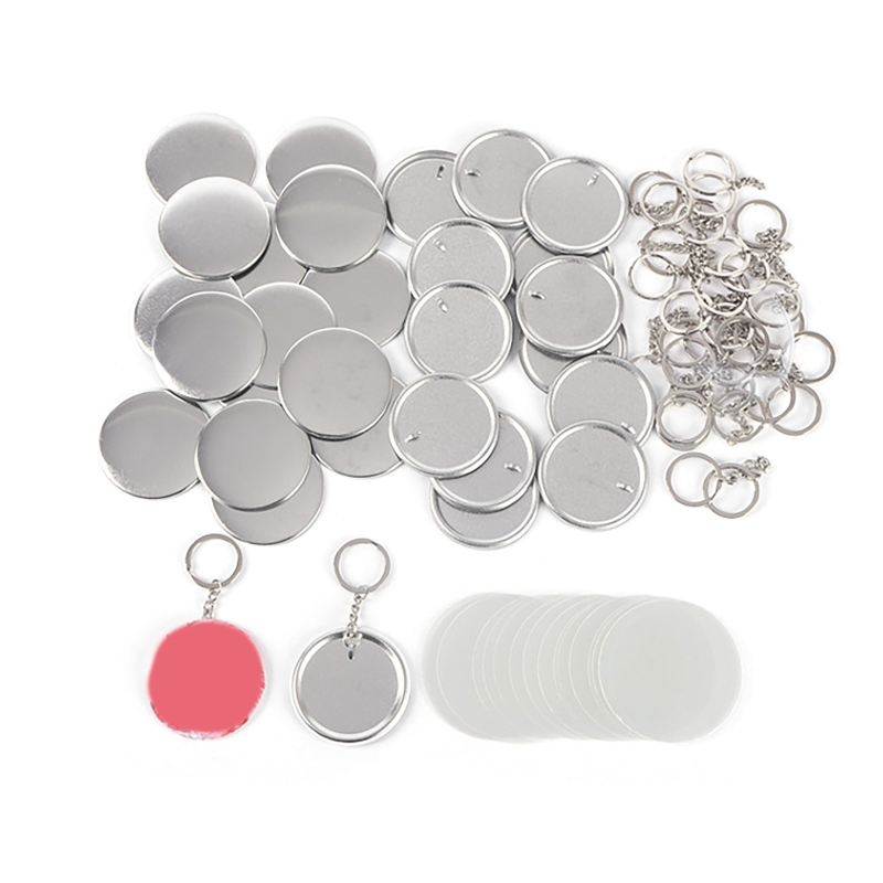 100個 44mm 58mm プラスチック製 メタル キーホ - Button Badge Blank のレビューと価格