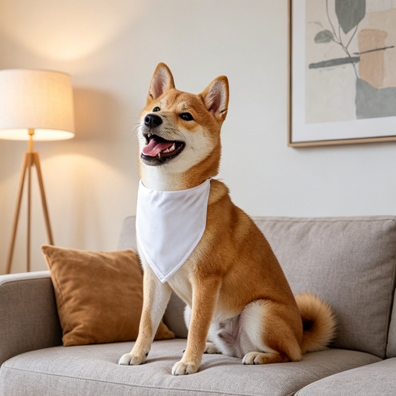 白い犬用バンダナスカーフ、三角形、熱転写昇華プリント用無地ス - Bandana Blank White のレビューと価格