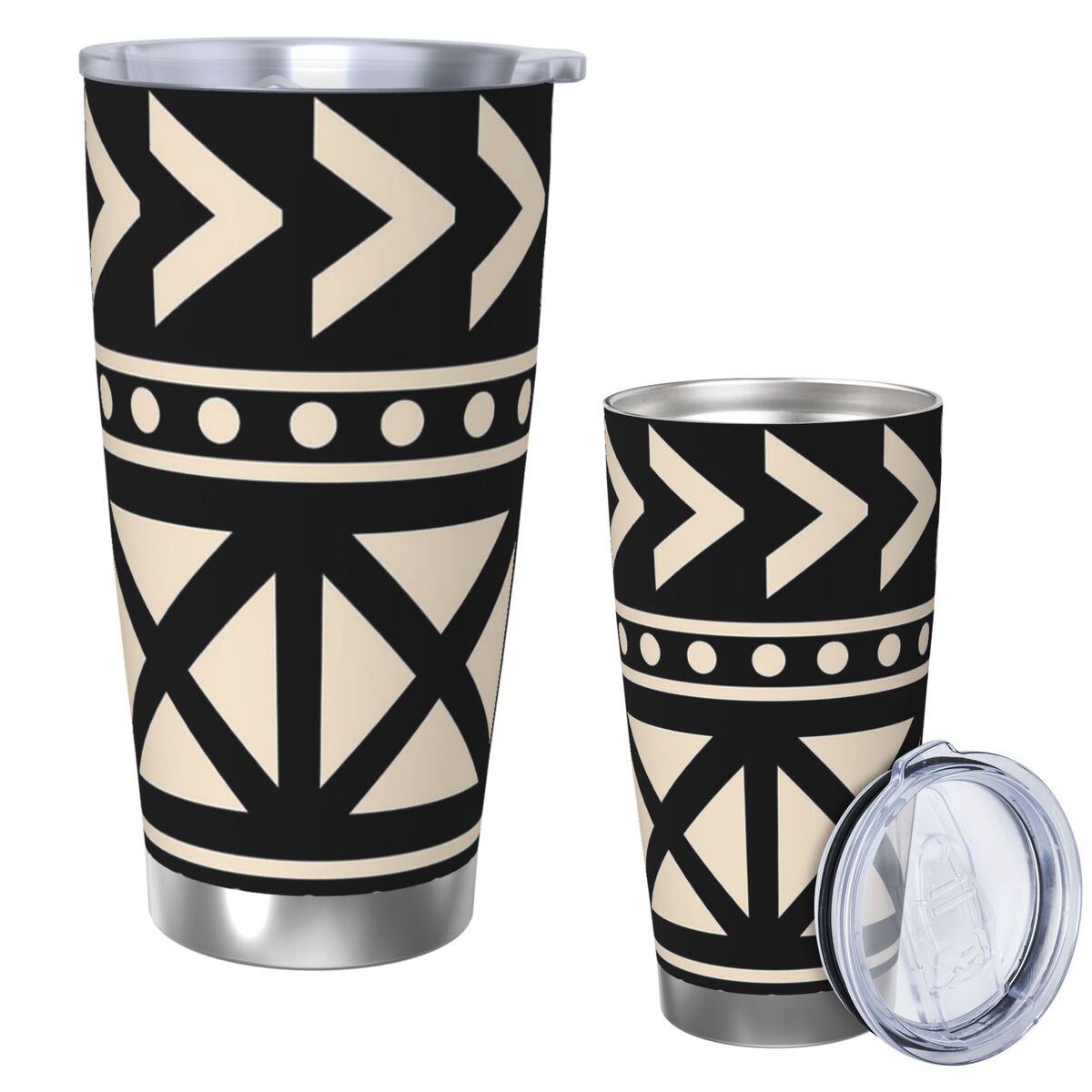 アフリカのマッドクロス柄、黒と白のトレンド、ステンレス製タン - Tumbler 20Oz White のレビューと価格