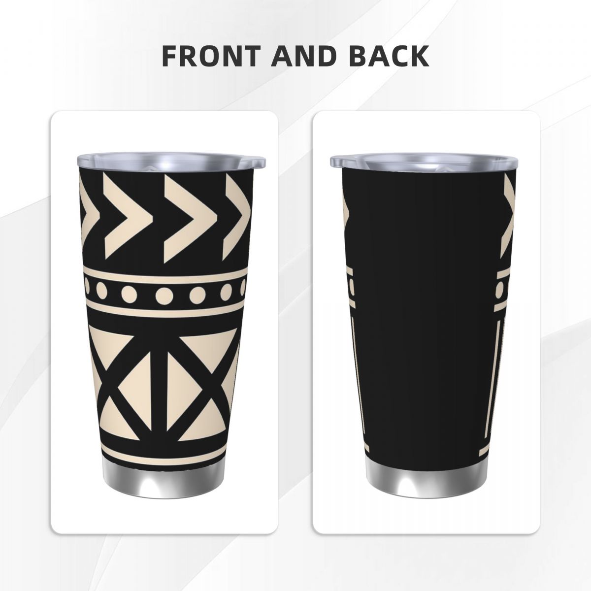 アフリカのマッドクロス柄、黒と白のトレンド、ステンレス製タン - Tumbler 20Oz White のレビューと価格