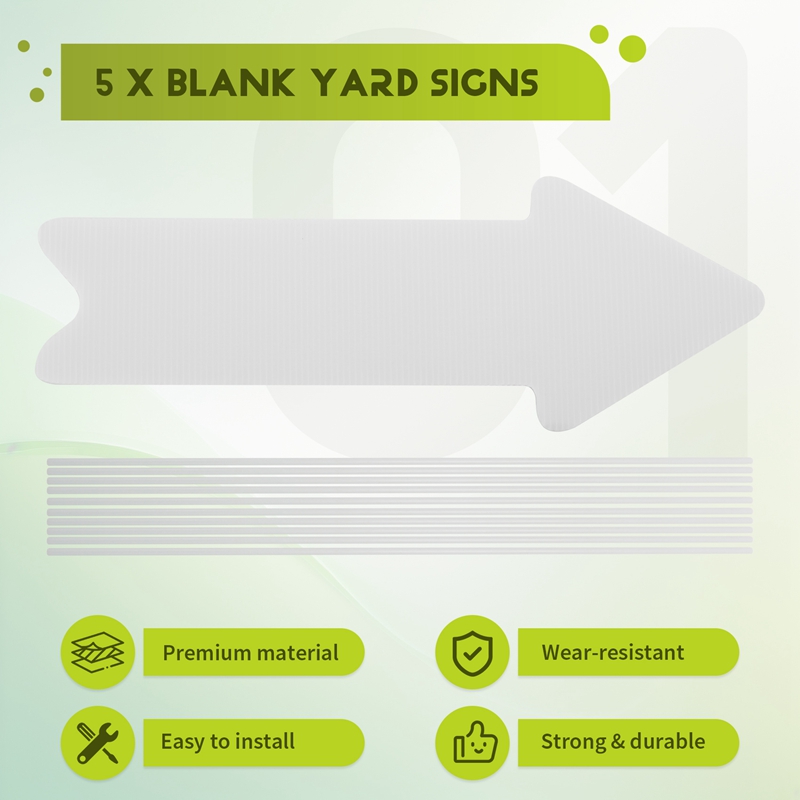 5パック ホワイトブランクウェディング方向指示ヤードサイン、 - Yard Sign Blank のレビューと価格