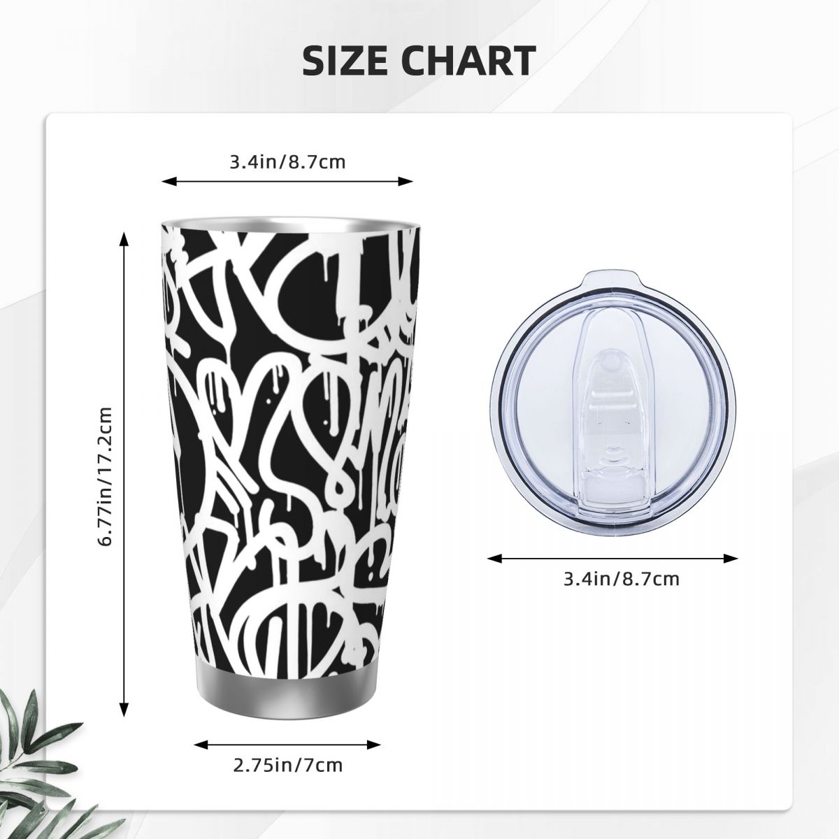 黒と白の落書きステンレス鋼タンブラー真空断熱マグカップ保温保 - Tumbler 20Oz White のレビューと価格