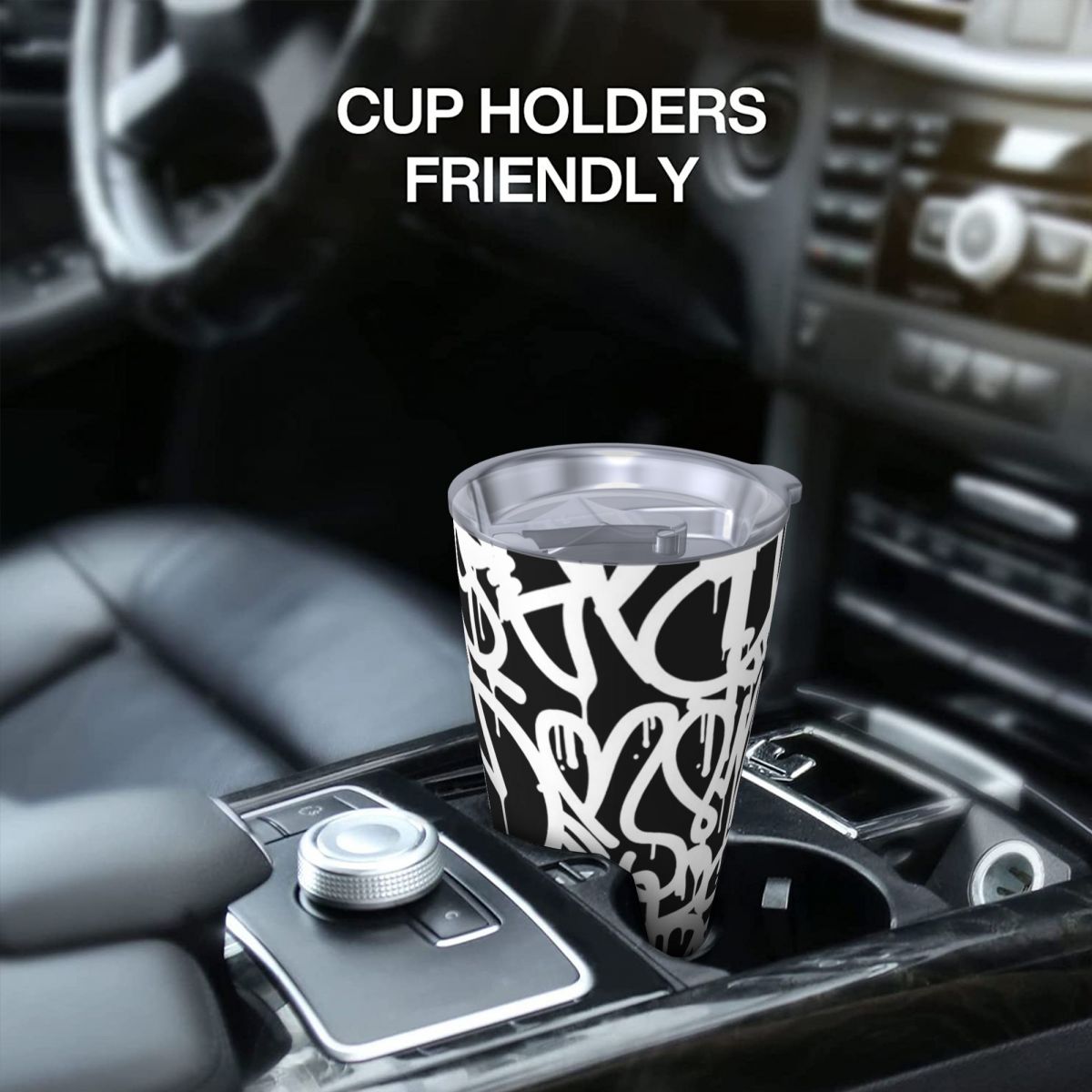 黒と白の落書きステンレス鋼タンブラー真空断熱マグカップ保温保 - Tumbler 20Oz White のレビューと価格