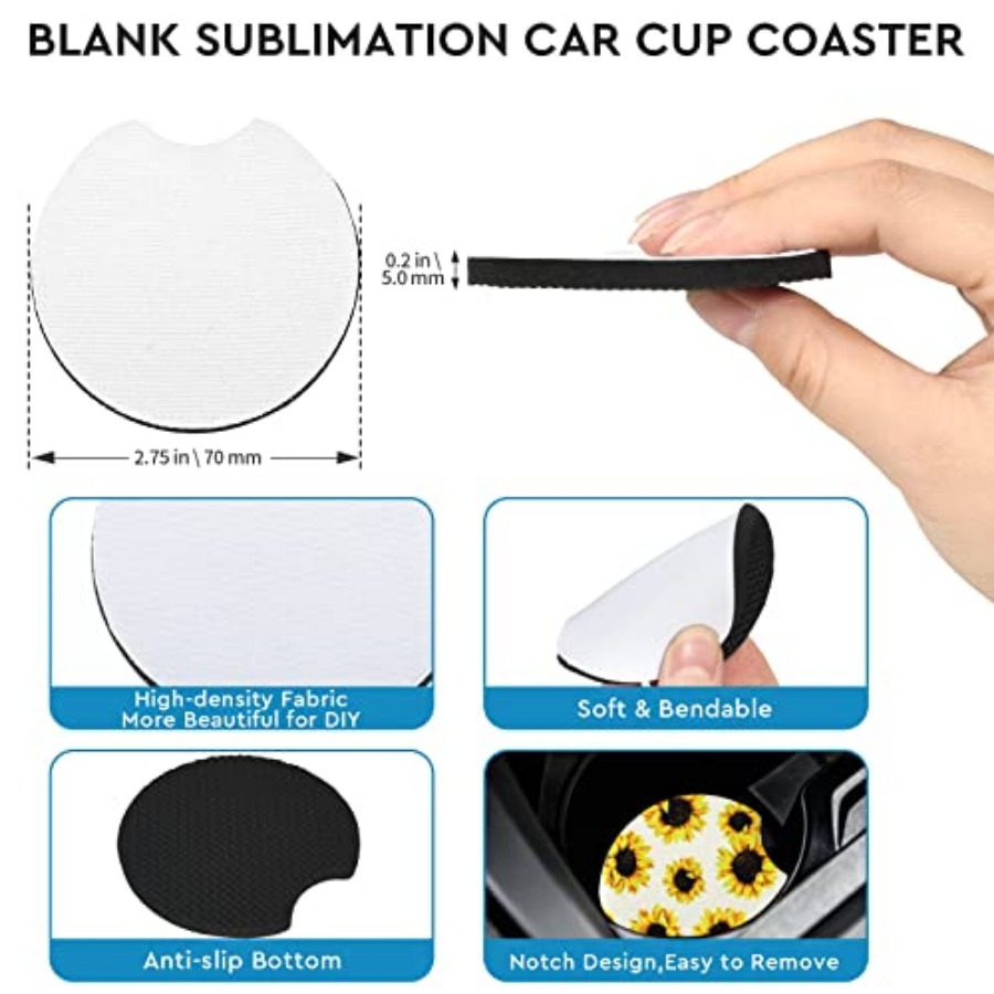 40個入り昇華ブランクカーコースター、2.75インチ/5mm - Coaster Sublimation Blank のレビューと価格