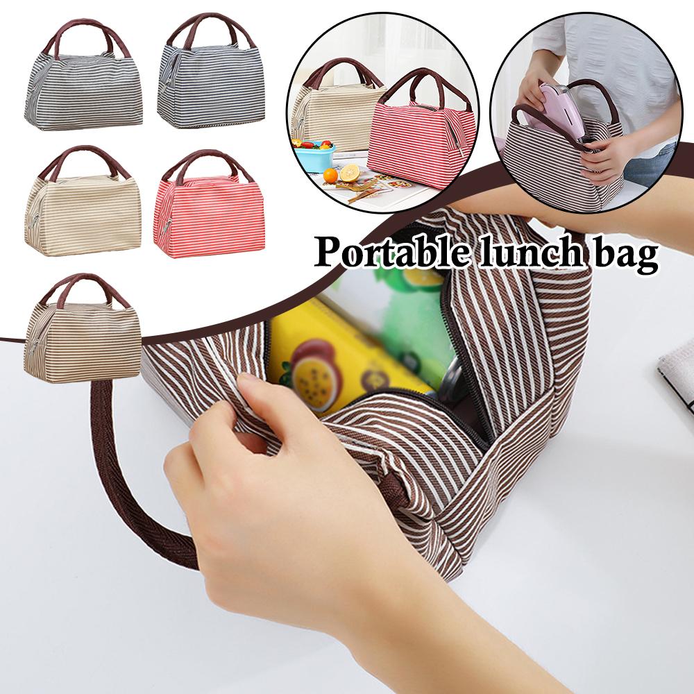 ストライプ柄の断熱ランチバッグ ポータブルサーマルクーラート - Tote Bag Sublimation のレビューと価格