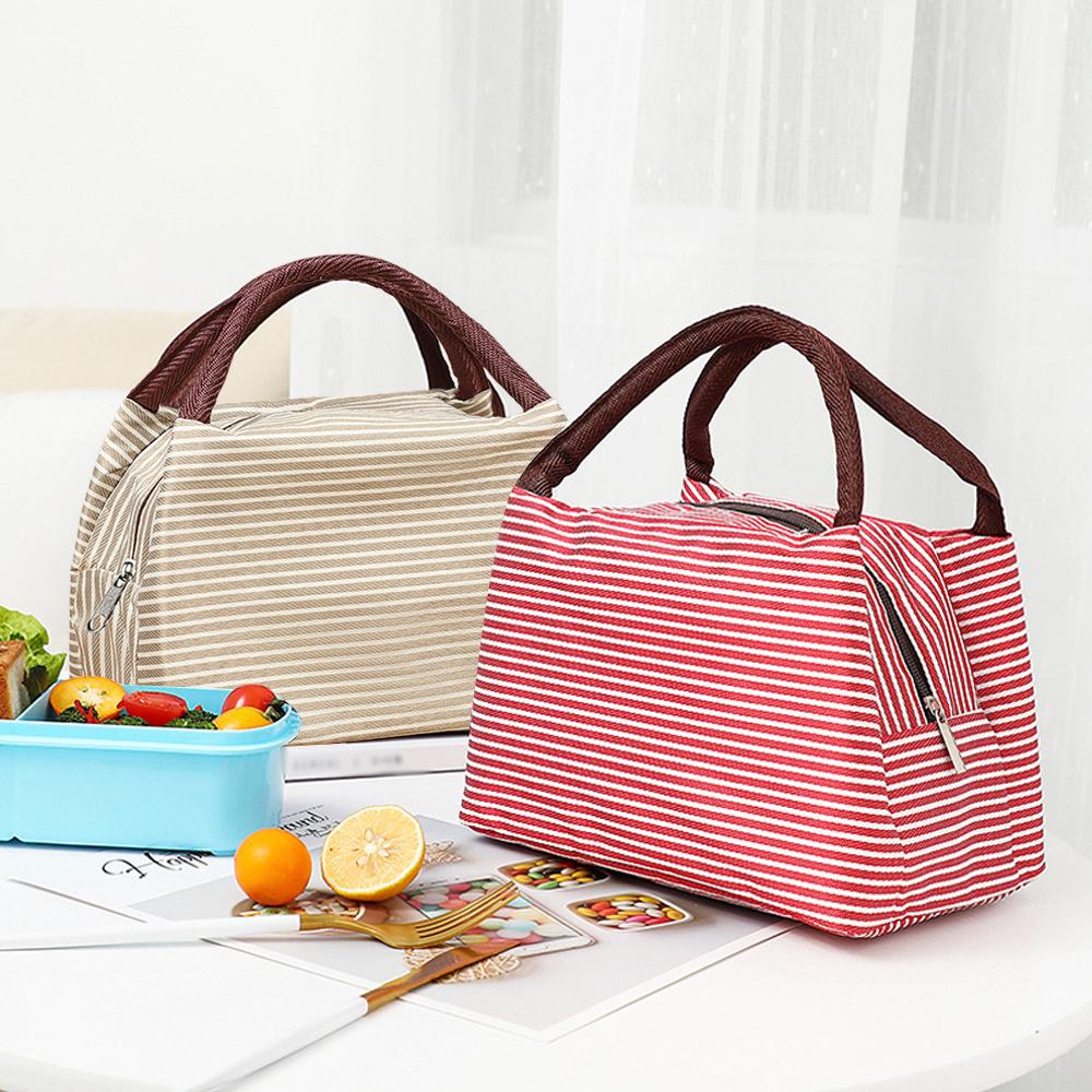ストライプ柄の断熱ランチバッグ ポータブルサーマルクーラート - Tote Bag Sublimation のレビューと価格