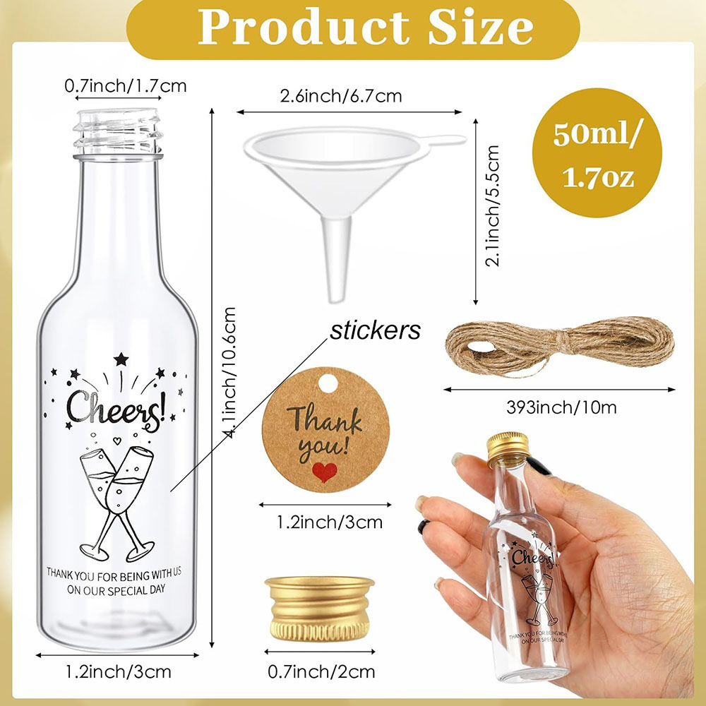 50パックミニリカーボトル、1.7オンス/50mlミニワイン - Water Bottle Blank のレビューと価格