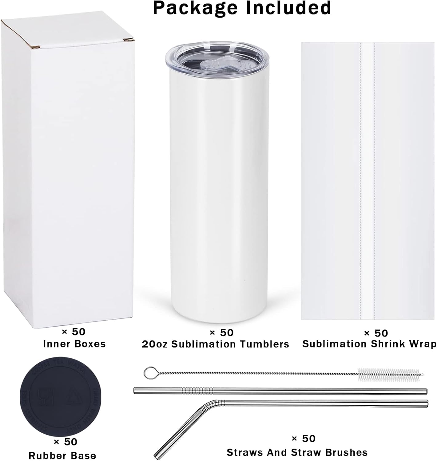 スキニーストレートタンブラー、ステンレス鋼昇華ブランク、ホワ - Tumbler 20Oz White のレビューと価格