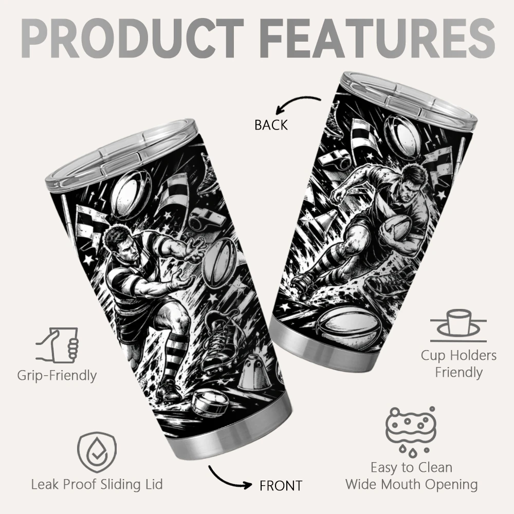 黒白スポーツエンブレム真空断熱ボトル 20oz ステンレス鋼 - Tumbler 20Oz White のレビューと価格