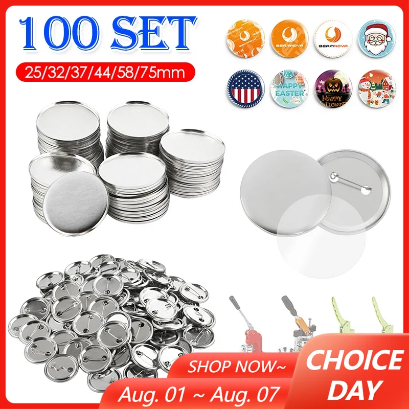 100 セットブランクバッジピンボタンメーカー部品用品 25 - Button Badge Blank のレビューと価格