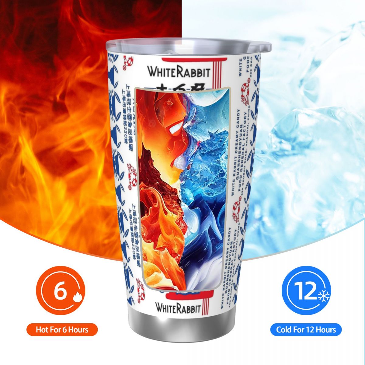 ホワイトラビットキャンディ ステンレス鋼タンブラー 真空断熱 - Tumbler 20Oz White のレビューと価格