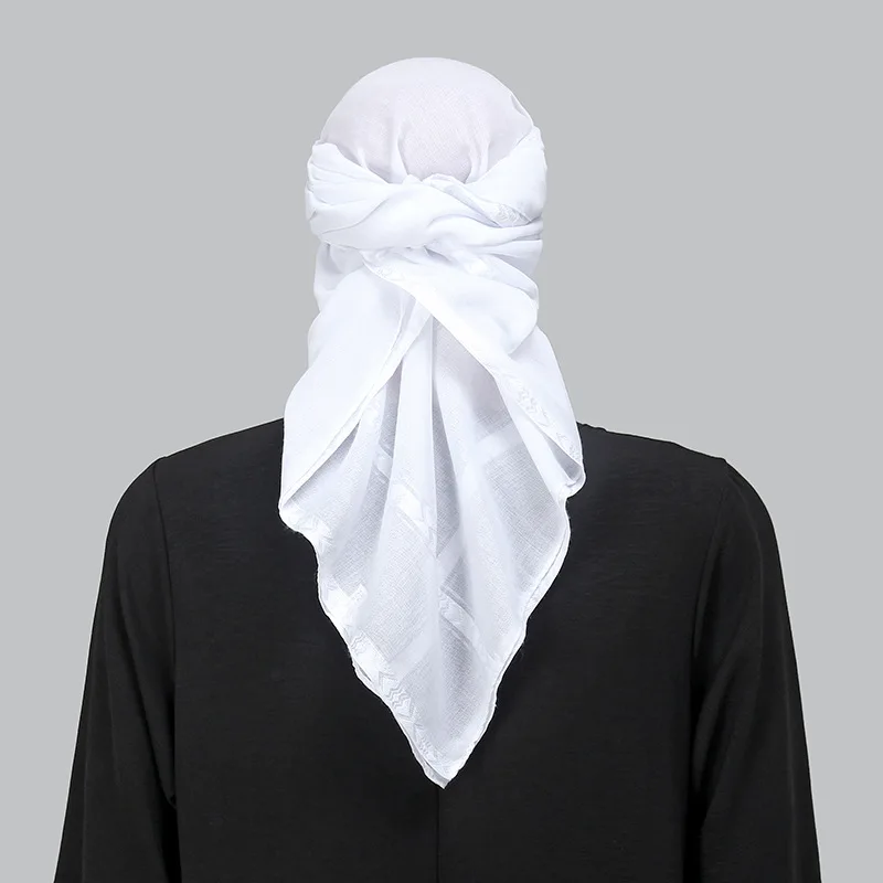 イスラム白正方形スカーフ男性 Shemagh アラブ帽子ヒジ - Bandana Blank White のレビューと価格