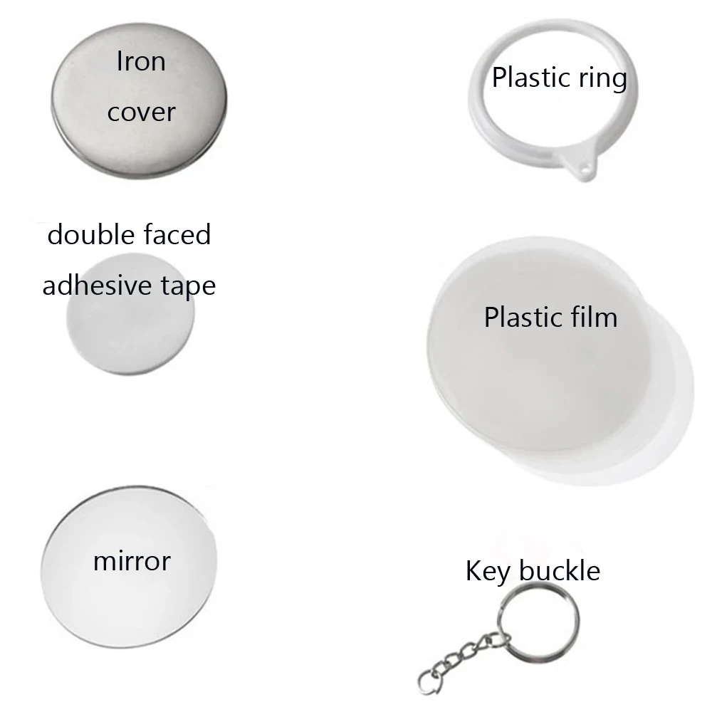 新しい 100 個キーリングミラーブランクバッジボタンピン  - Button Badge Blank のレビューと価格