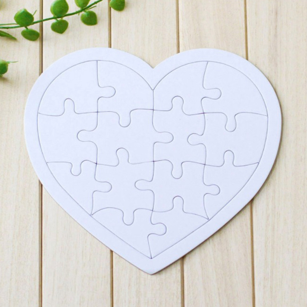 4 個のカラーリングブランクパズルセット子供用 DIY 紙ジ - Puzzle Blank White のレビューと価格