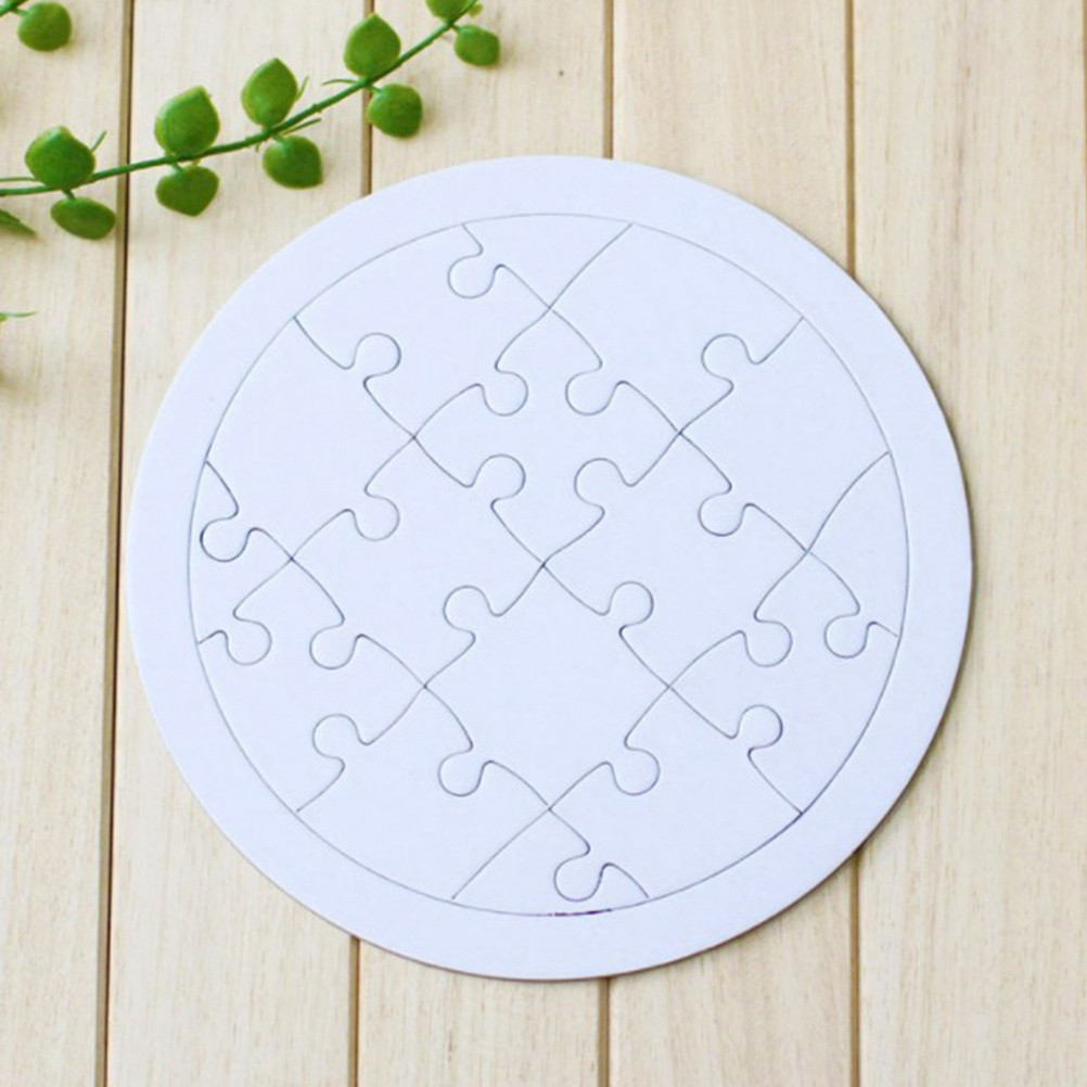 4 個のカラーリングブランクパズルセット子供用 DIY 紙ジ - Puzzle Blank White のレビューと価格