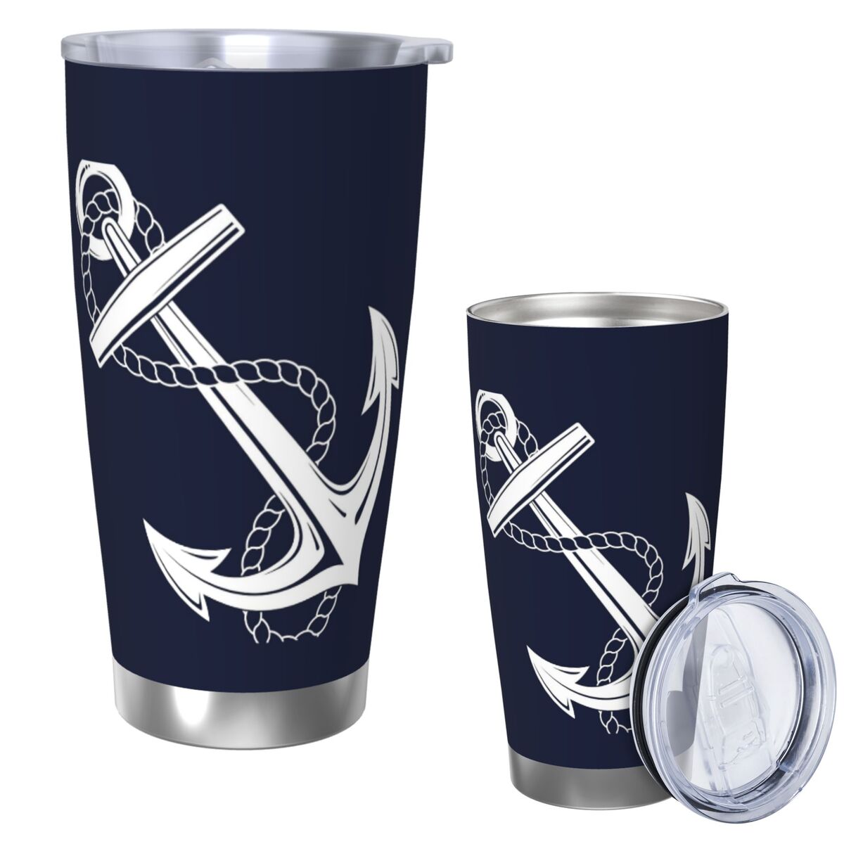 アンカー ノーティカル ホワイト＆ネイビー ステンレススチー - Tumbler 20Oz White のレビューと価格