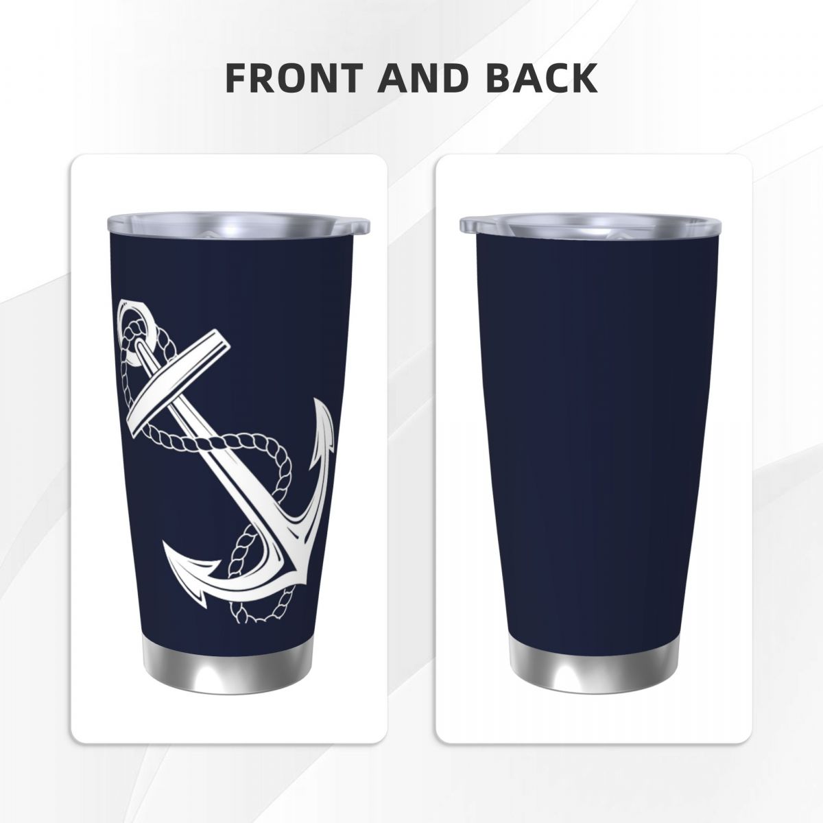 アンカー ノーティカル ホワイト＆ネイビー ステンレススチー - Tumbler 20Oz White のレビューと価格