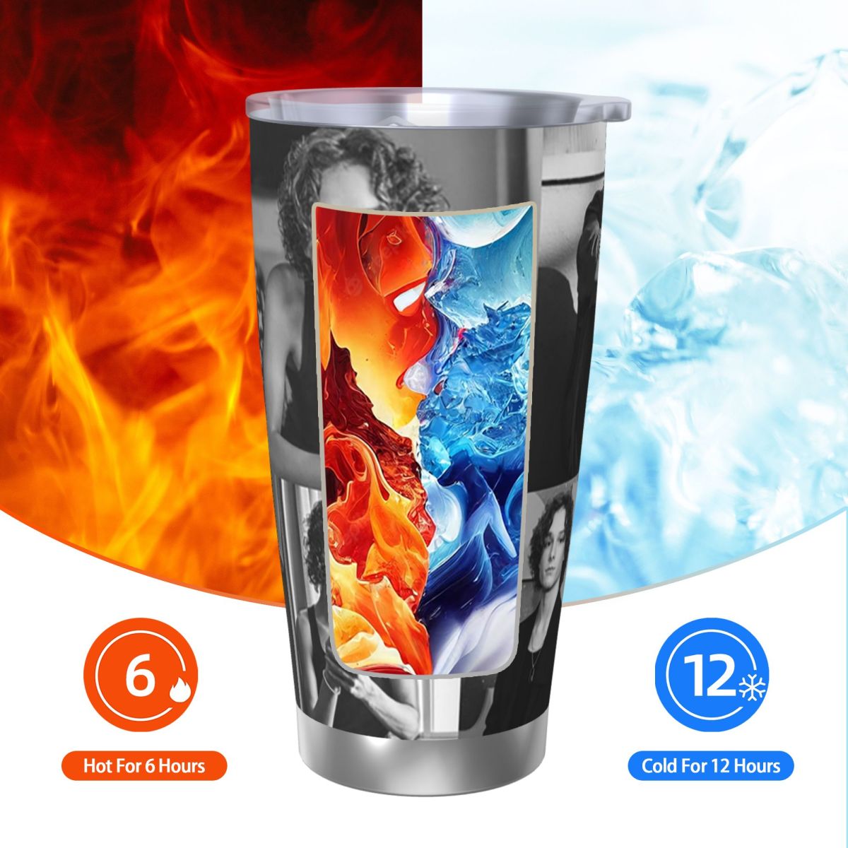 黒と白のメイソン・セイブル・コラージュ ステンレス鋼タンブラ - Tumbler 20Oz White のレビューと価格